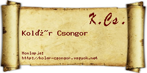 Kolár Csongor névjegykártya