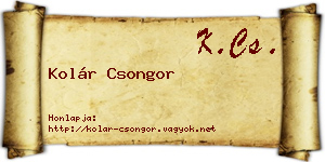 Kolár Csongor névjegykártya